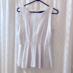 White and black striped peplum top Women’s size 6